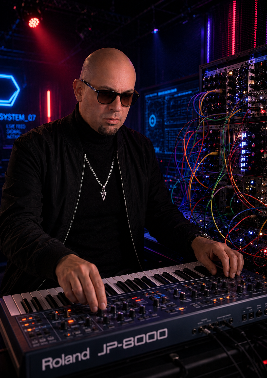 Joel Numa working at a Roland JP-8000